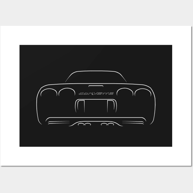 Chevrolet Corvette C5 Z06 - Rear Stencil, white Wall Art by mal_photography